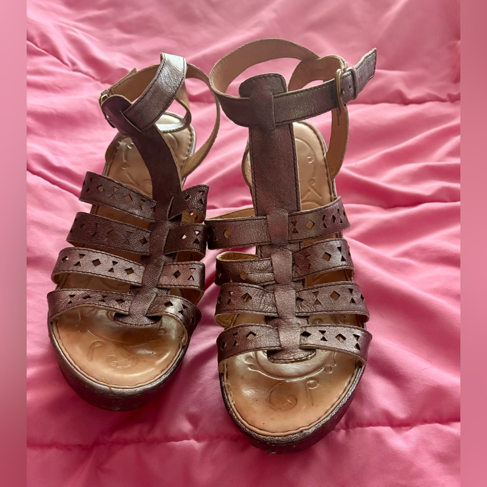 Born Dark  Metallic Leather Gladiator Sandals 11